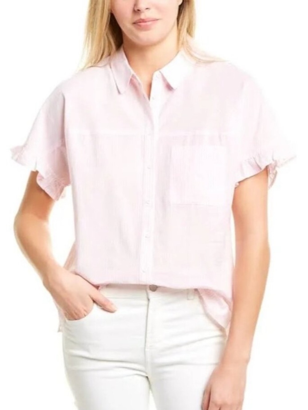 NWT COURT & ROWE Milano Estate SS Blouse in Chambray Pink Size XSmall